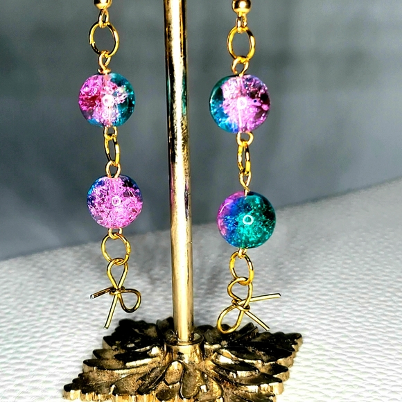 HandMade U CreateReal Crystal Gemstone Bow Earring - Picture 8 of 16